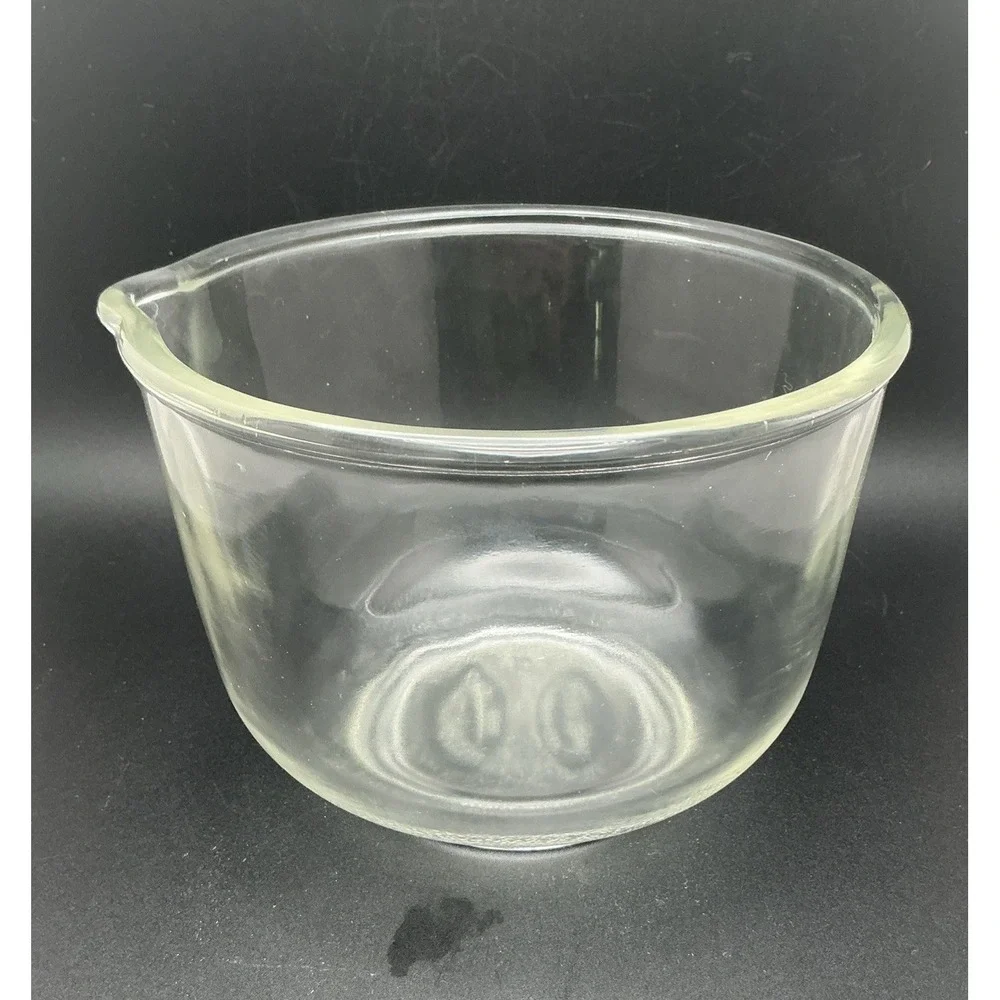 Vintage Fire King for Sunbeam, Mixmasters, Clear Glass 1950s, Footed‎